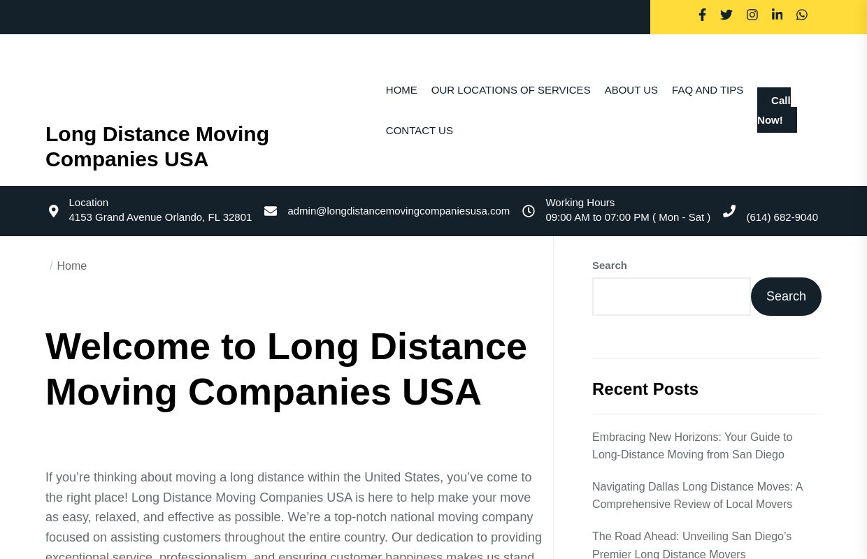 Welcome to Long Distance Moving Companies USA