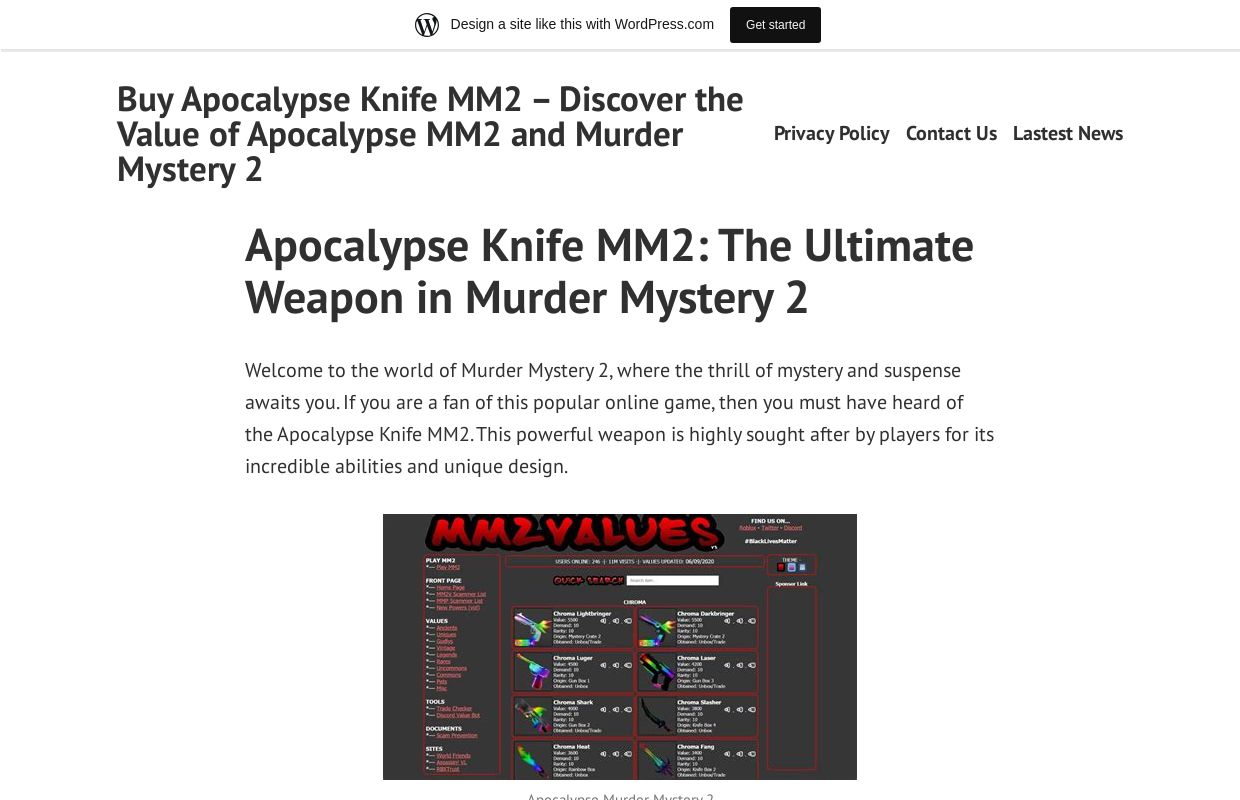 Buy Apocalypse Knife MM2 – Discover the Value of Apocalypse MM2 and Murder Mystery 2