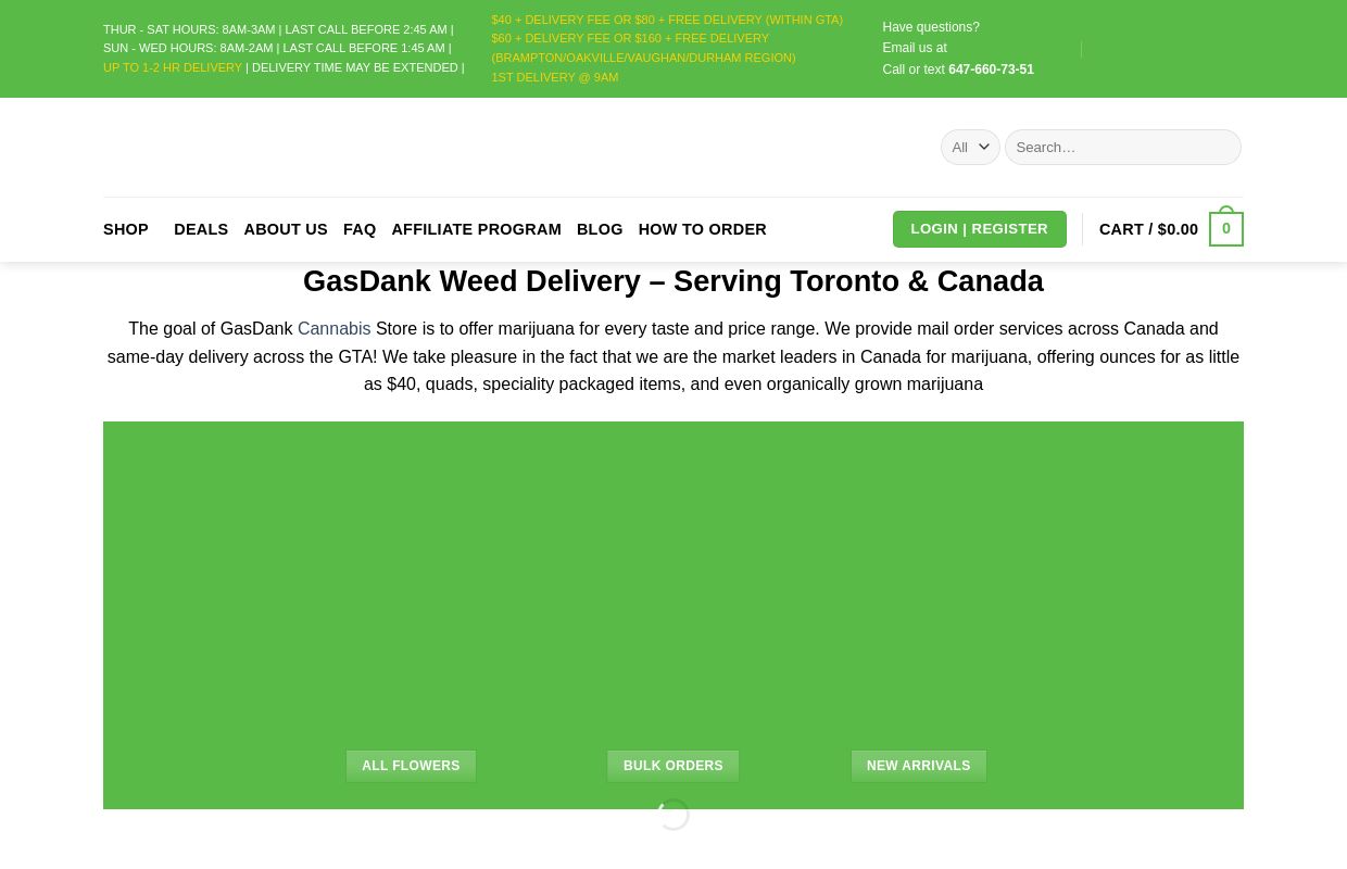 Weed Delivery in Toronto. Cannabis delivery GTA: Gasdank