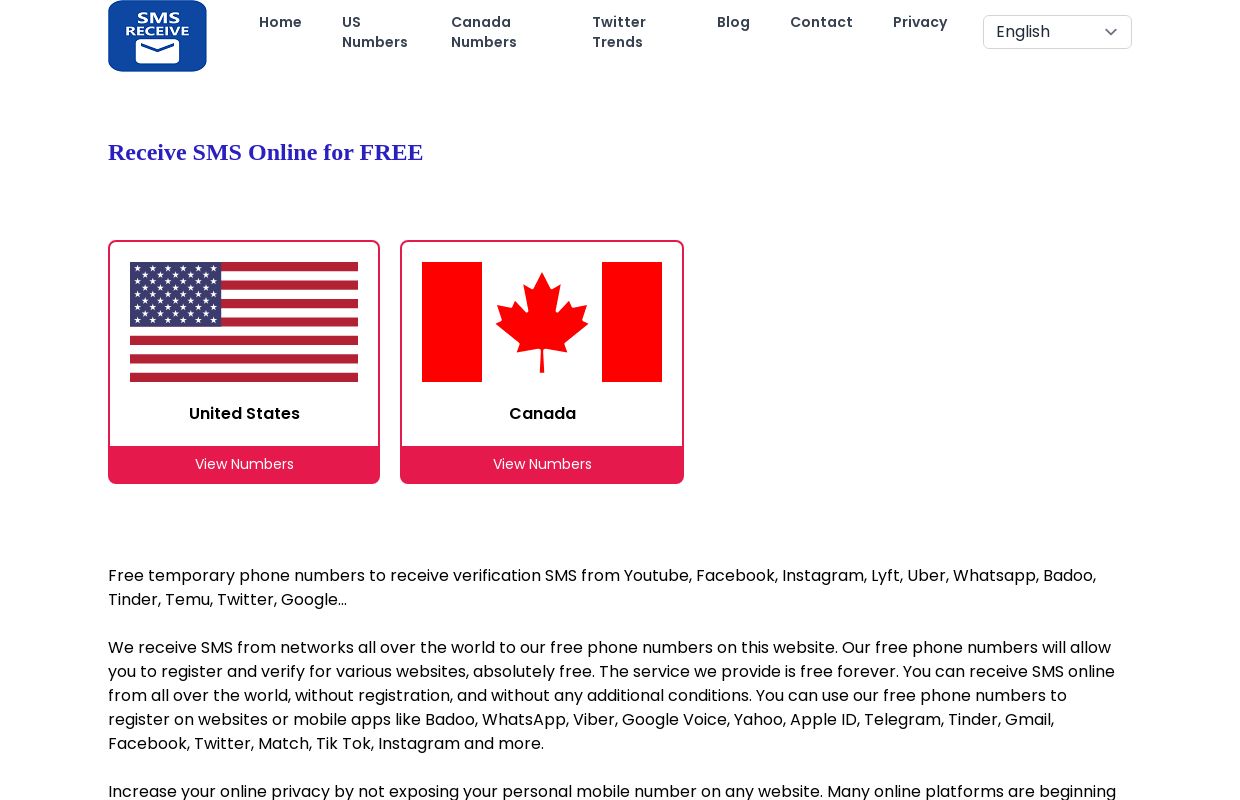 Receive SMS Online for FREE | Temporary Phone Numbers For SMS Verification