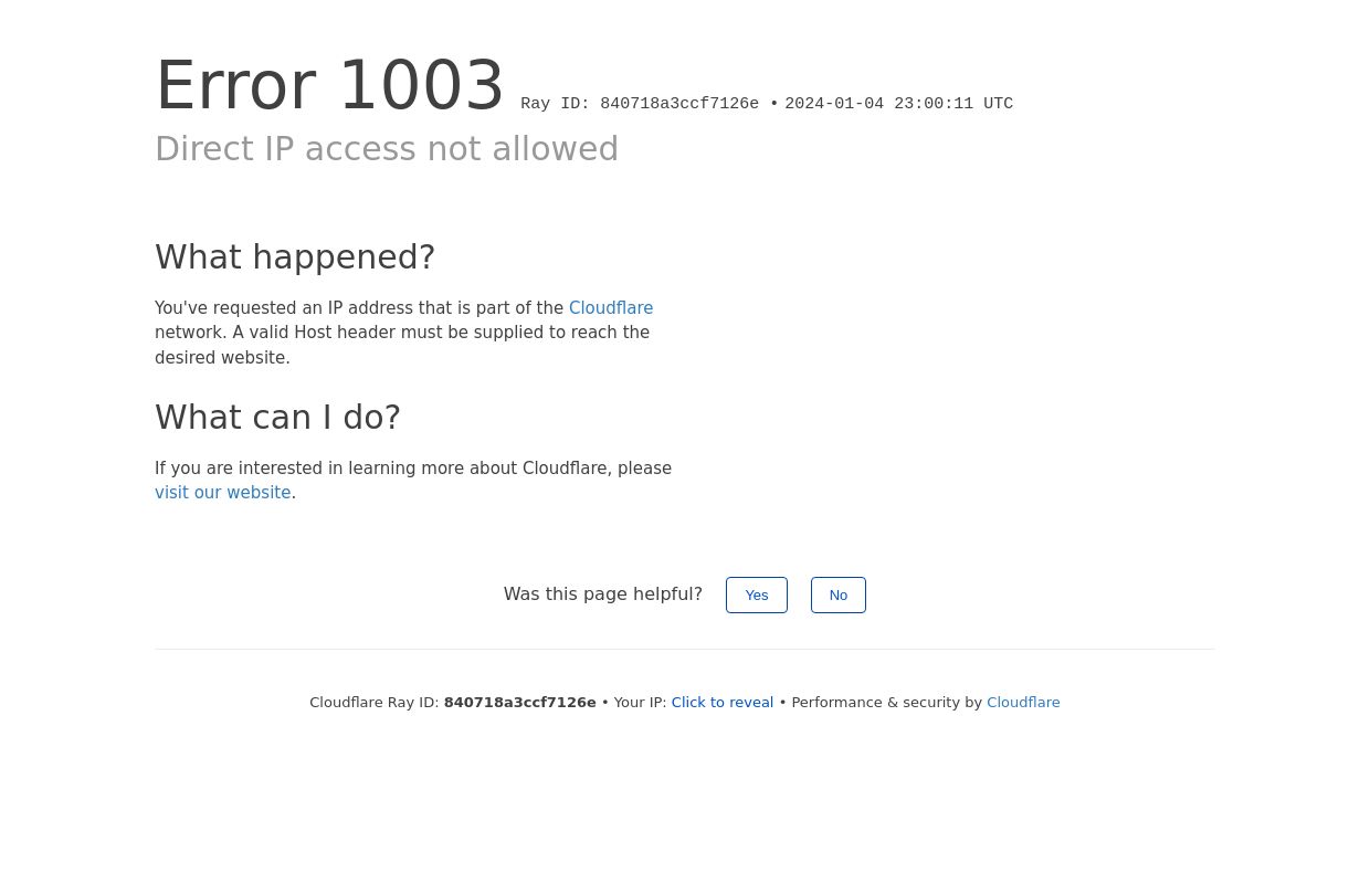 Direct IP access not allowed | Cloudflare