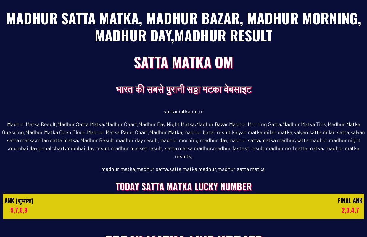 Madhur Bazar | Madhur Satta Matka | Madhur Day | Satta Matka 