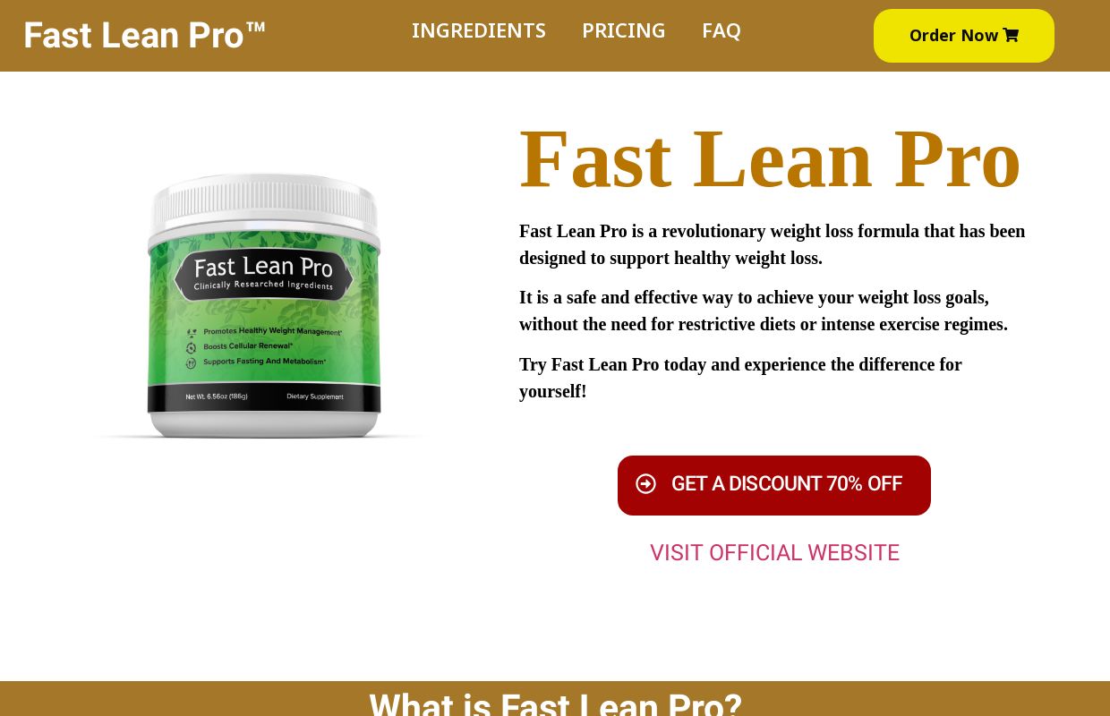 Fast Lean Pro ®Official | Weight Loss Supplement | $49/Jar
