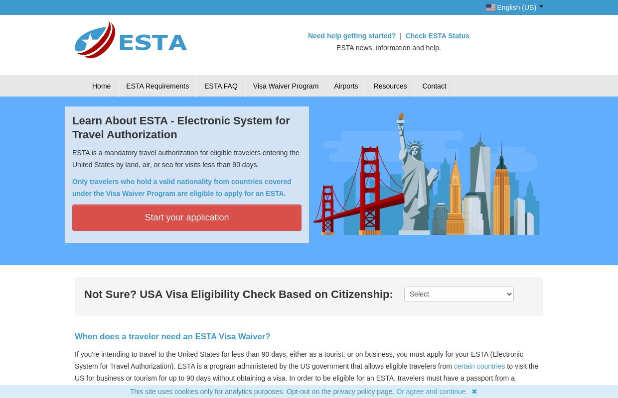ESTA Application | Apply for a USA ESTA visa waiver to travel to America