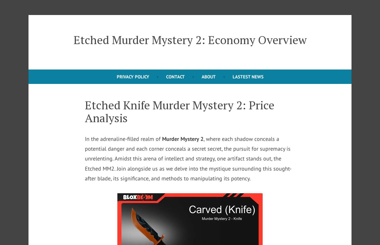 Etched Murder Mystery 2: Economy Overview