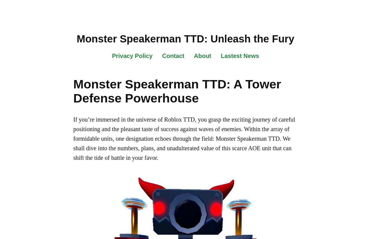 Monster Speakerman TTD: Unleash the Fury