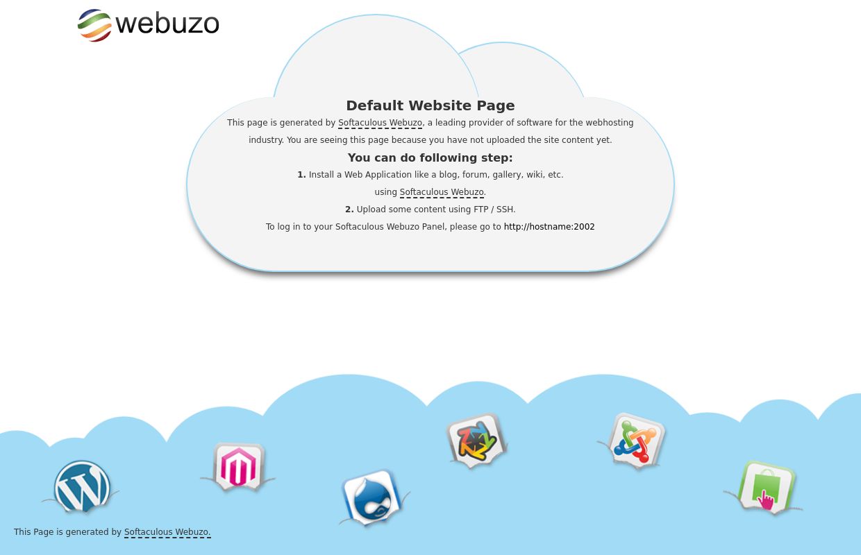 Softaculous Webuzo | Default Website Page