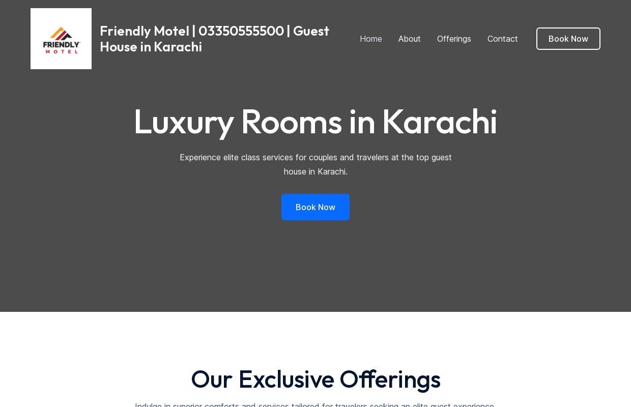 Home - Friendly Motel | 03350555500 | Guest House in Karachi