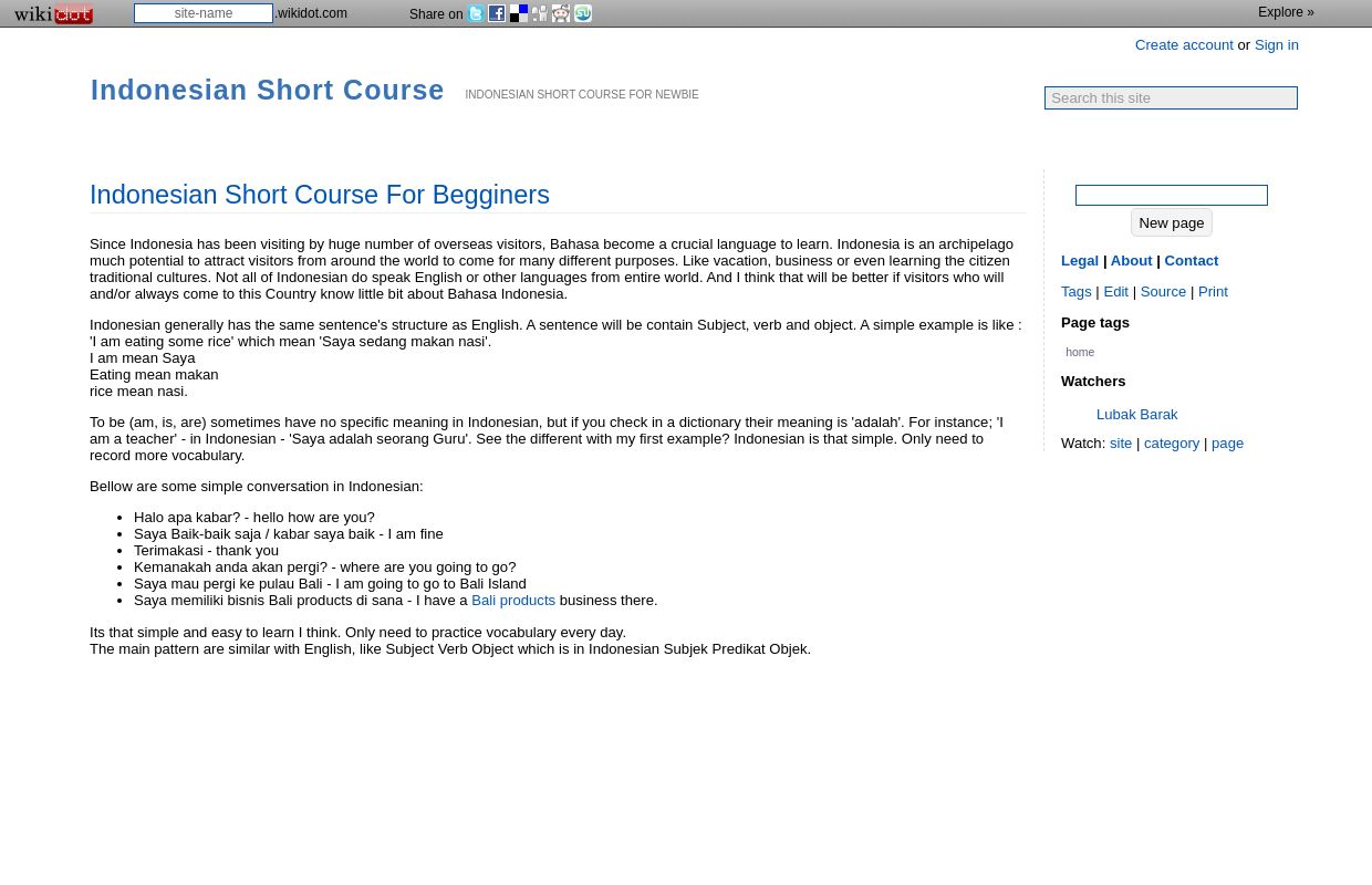 Indonesian Short Course For Begginers - Indonesian Short Course