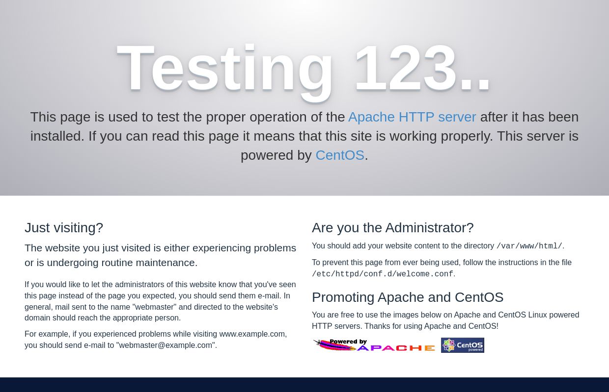 Apache HTTP Server Test Page powered by CentOS