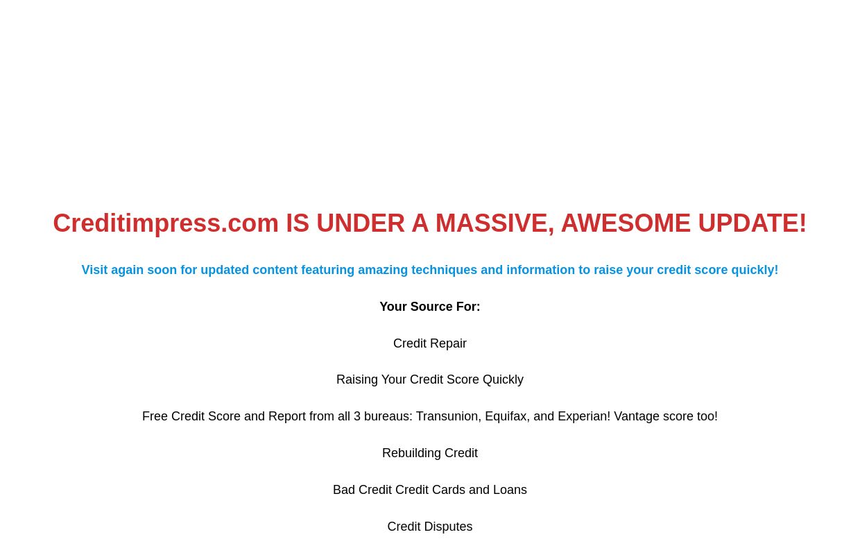 Credit Impress - Top source for credit repair, disputes, credit card offers, post-bankruptcy credit rebuild
