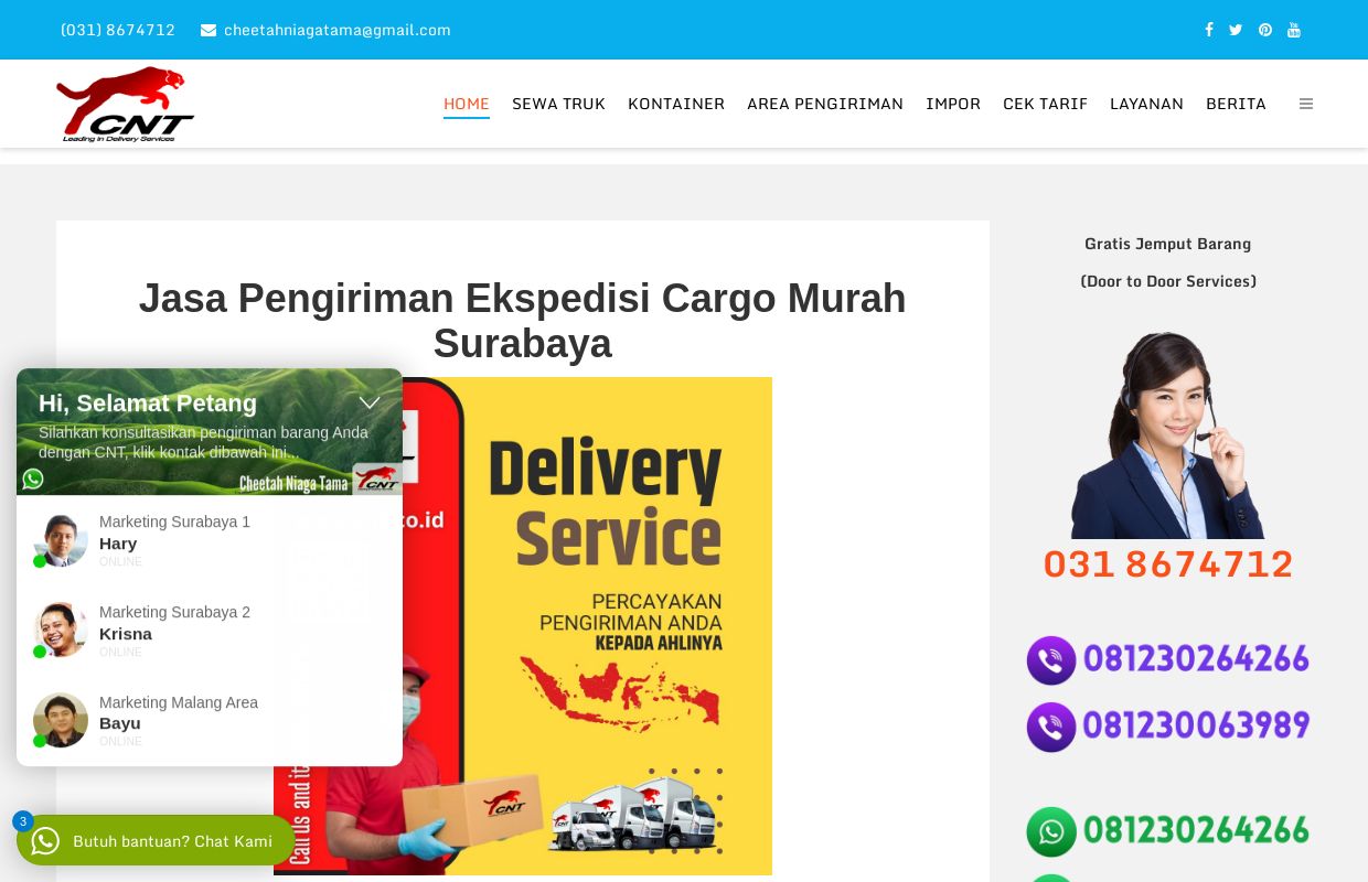 Jasa Pengiriman Ekspedisi Murah Surabaya | CNT