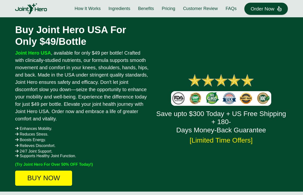 Joint Hero™ (Official Website) | Only $49/Bottle |#1 Joint Health Formula! 