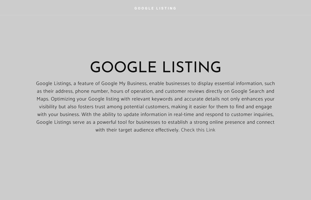 GOOGLE LISTING - Home