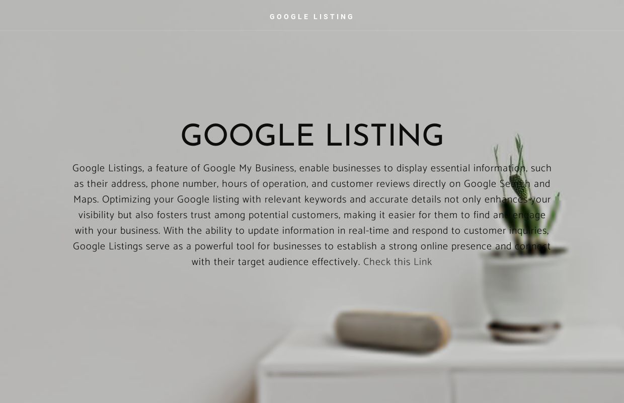 GOOGLE LISTING - Home