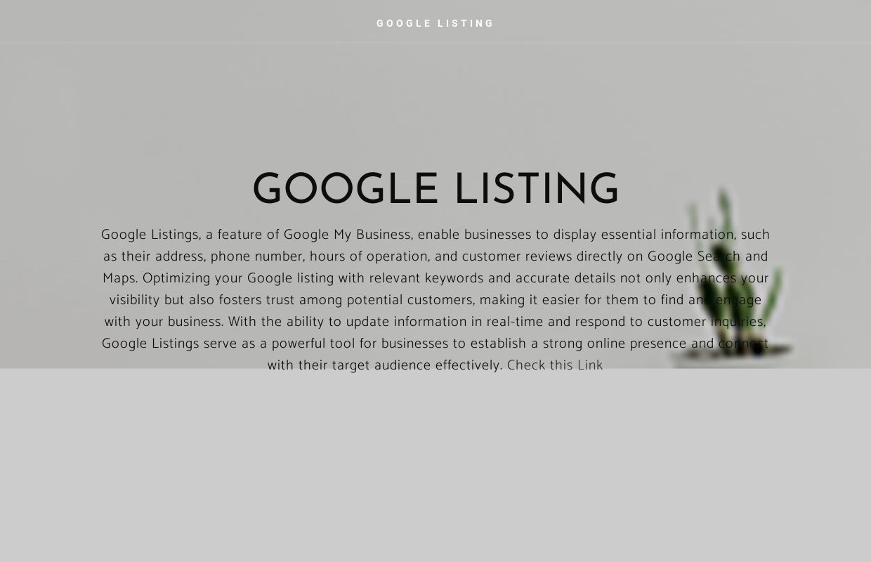 GOOGLE LISTING - Home