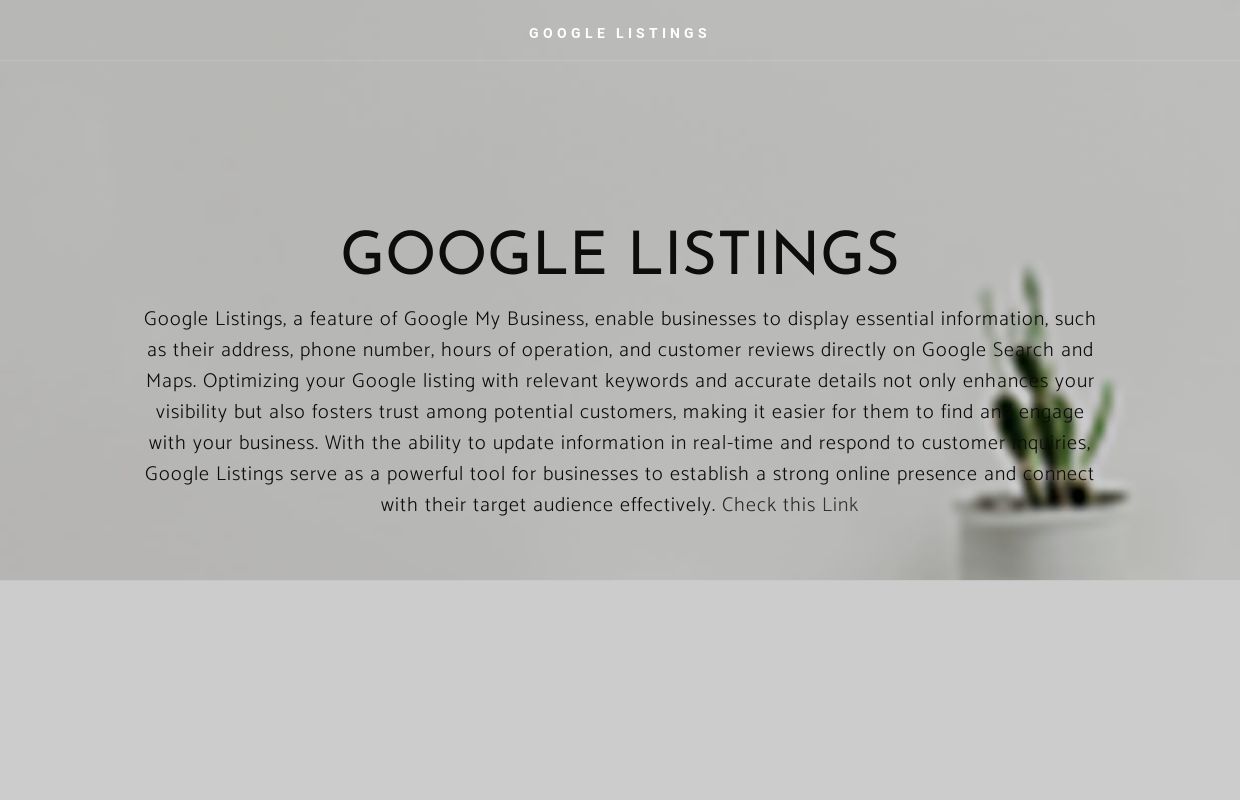 GOOGLE LISTINGS - Home