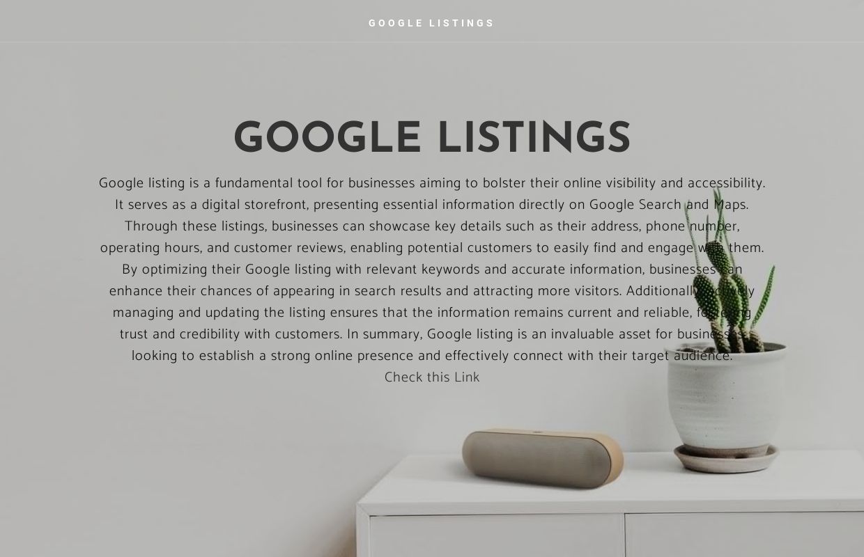 GOOGLE LISTINGS - Home