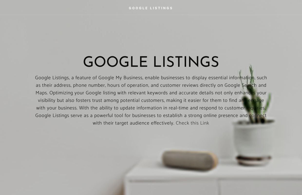 GOOGLE LISTINGS - Home