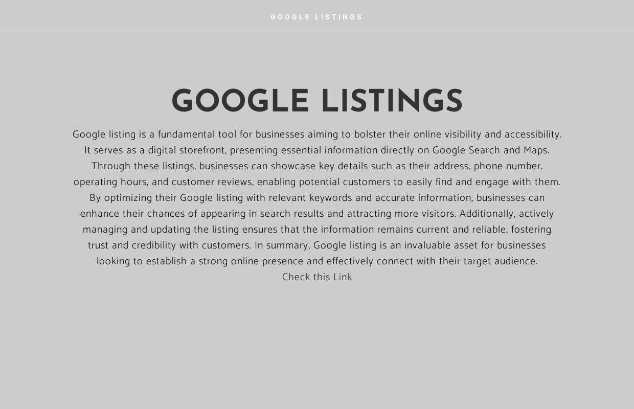 GOOGLE LISTINGS - Home