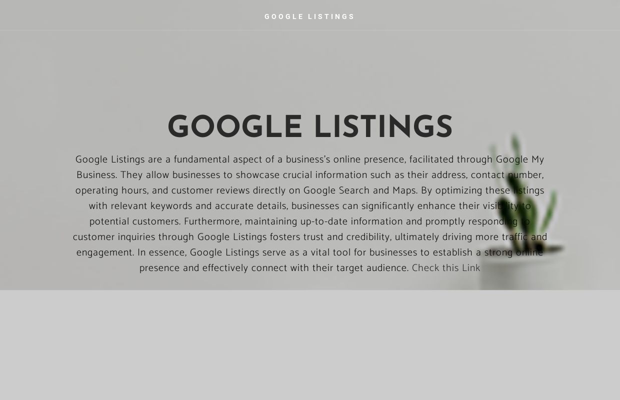 GOOGLE LISTINGS - Home