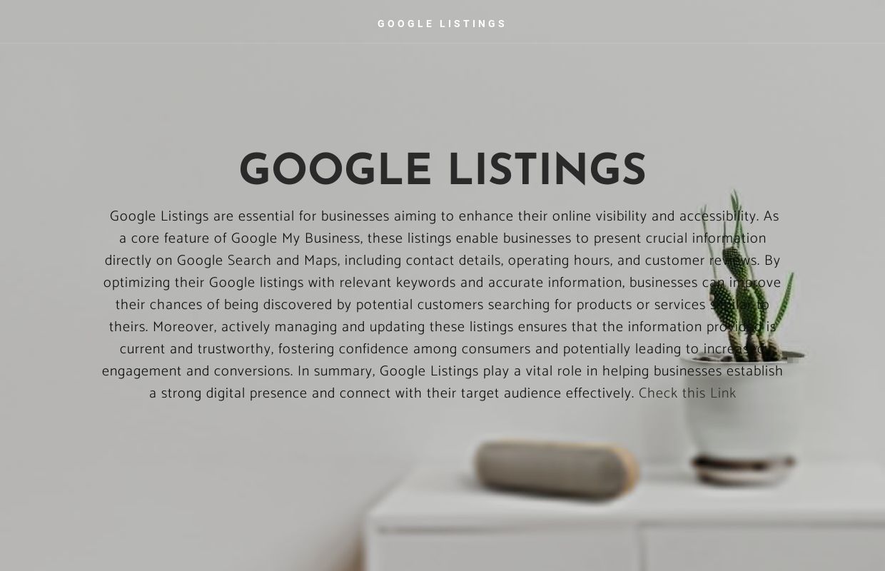 GOOGLE LISTINGS - Home