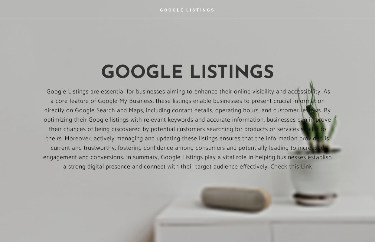 GOOGLE LISTINGS - Home