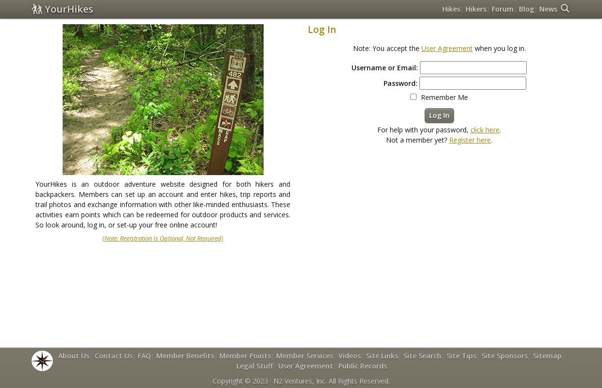 YourHikes - Enter Hikes, Earn Points, Get Gear!