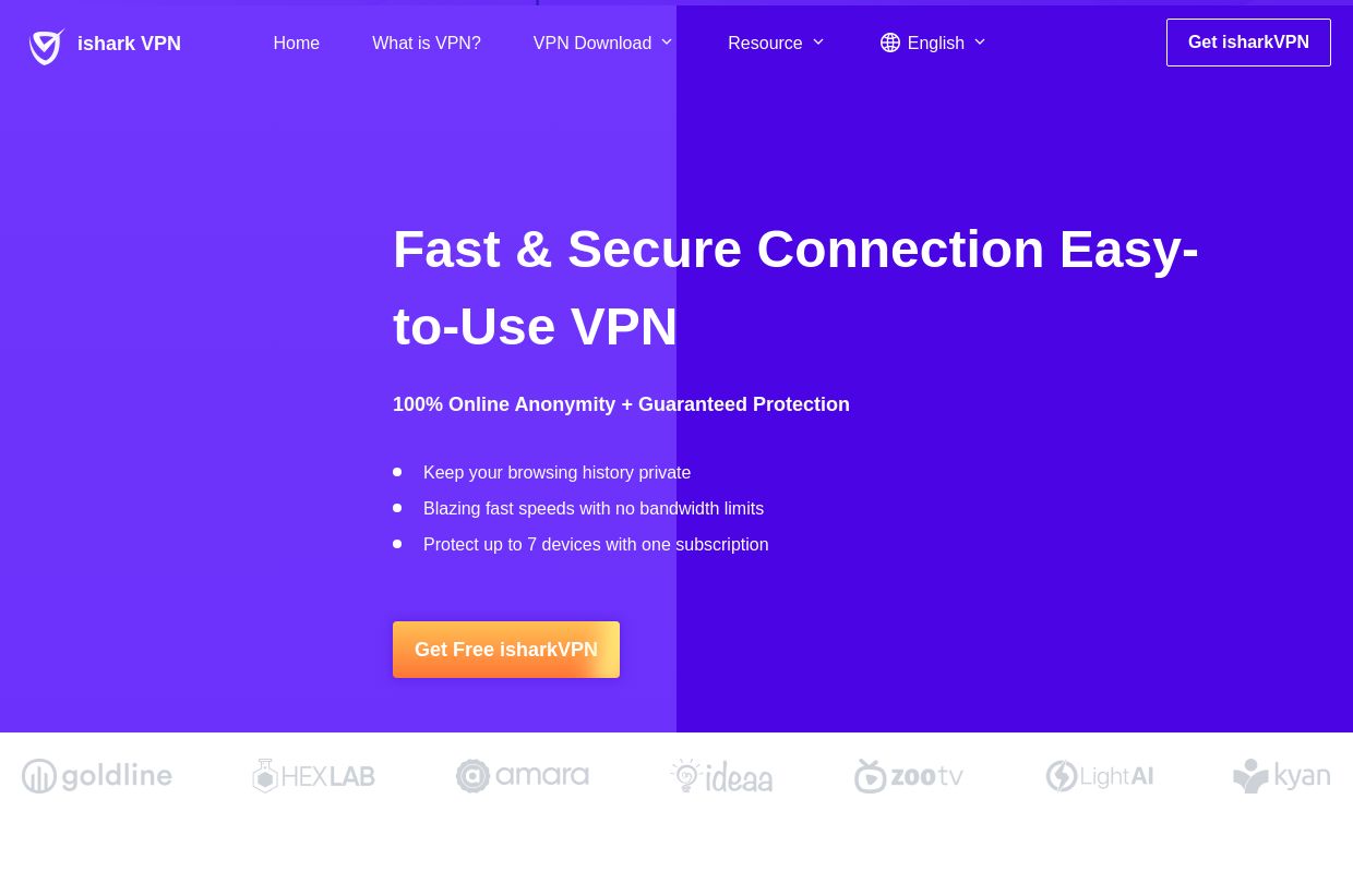 Free VPN for fast,secure and stable anonymous connections 丨iSharkVPN