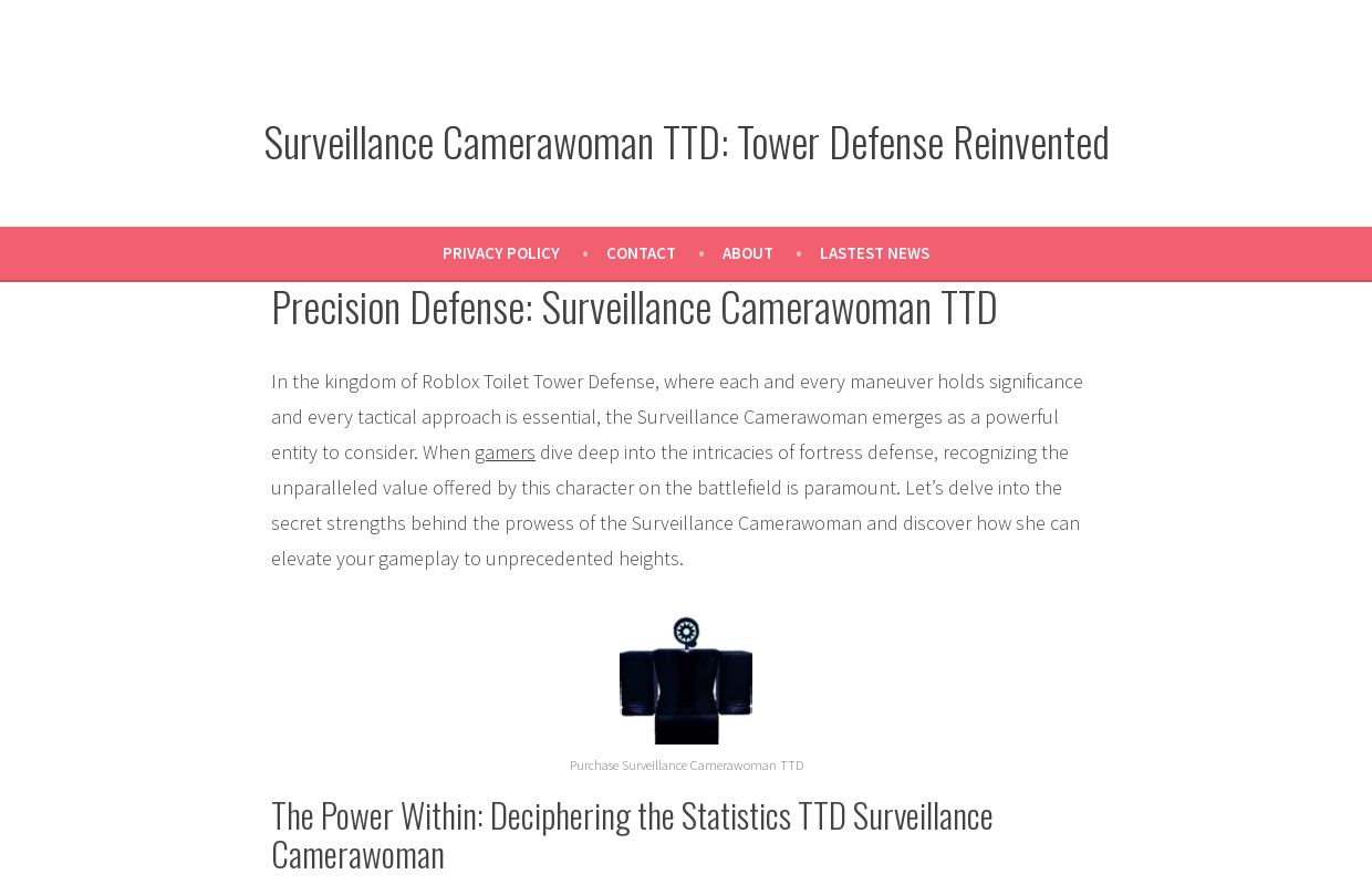 Surveillance Camerawoman TTD: Tower Defense Reinvented