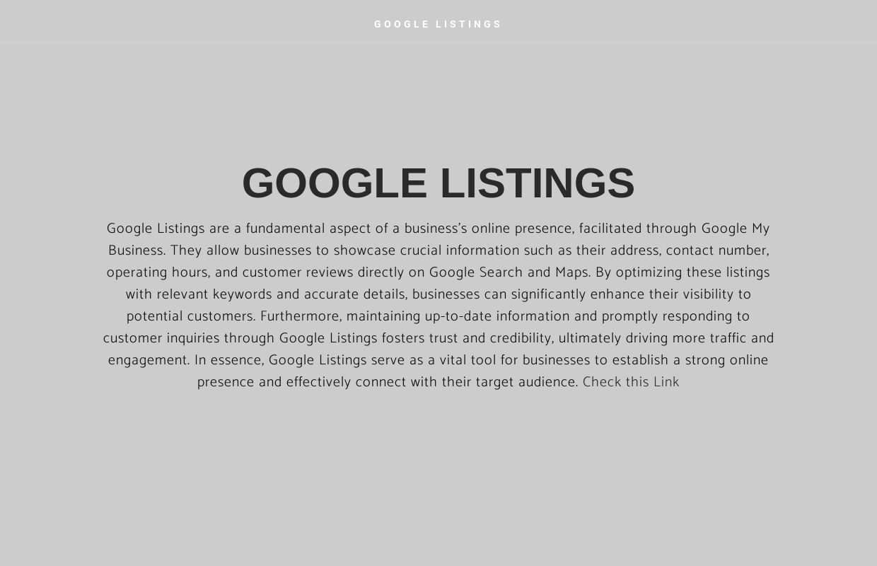 GOOGLE LISTINGS - Home