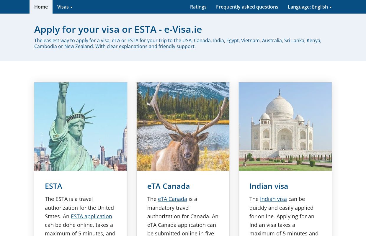 Apply for your visa or ESTA - e-Visa.ie