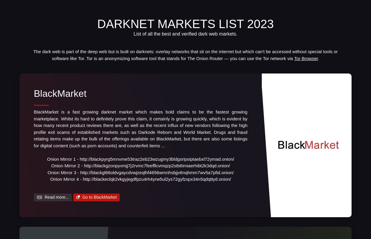 Official Darknet Markets List 2023