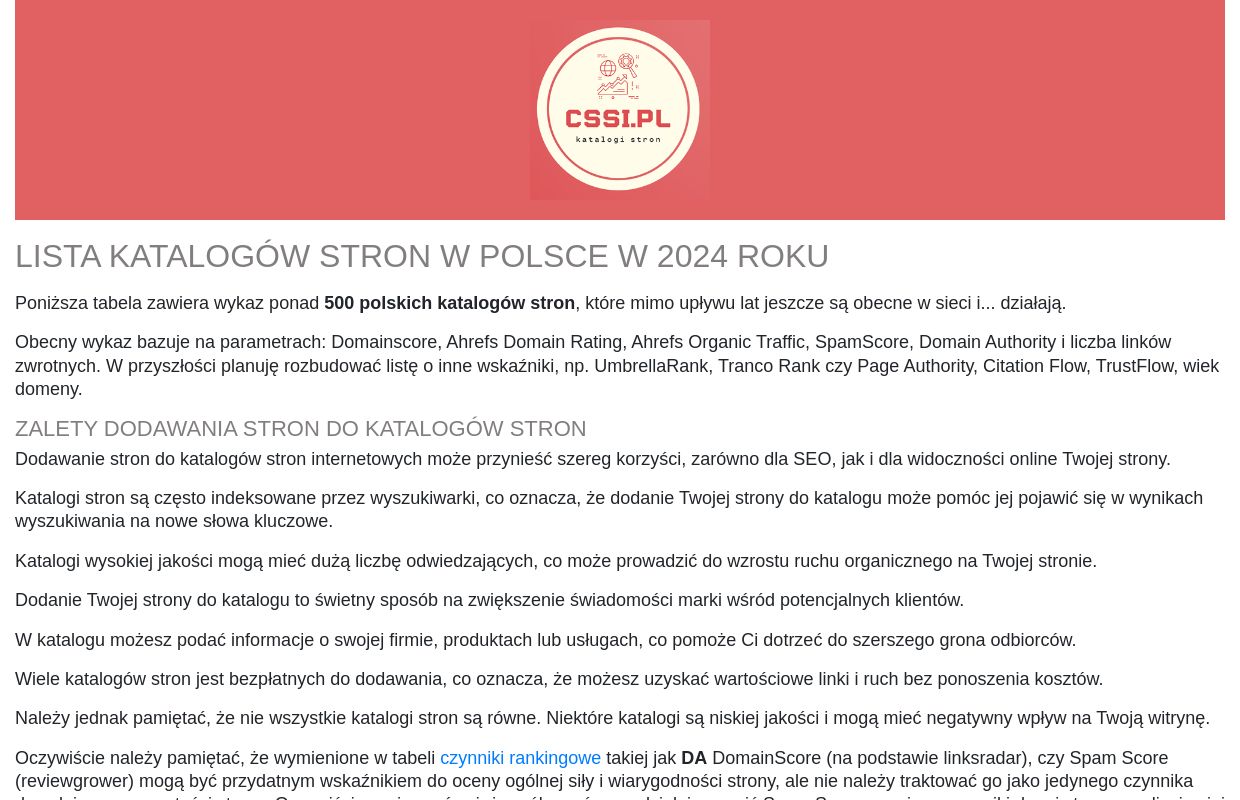 Lista polskich katalogów stron 2024 (aktualna)