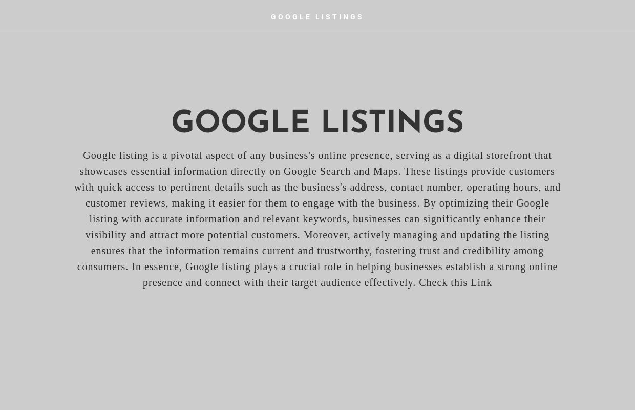 GOOGLE LISTINGS - Home