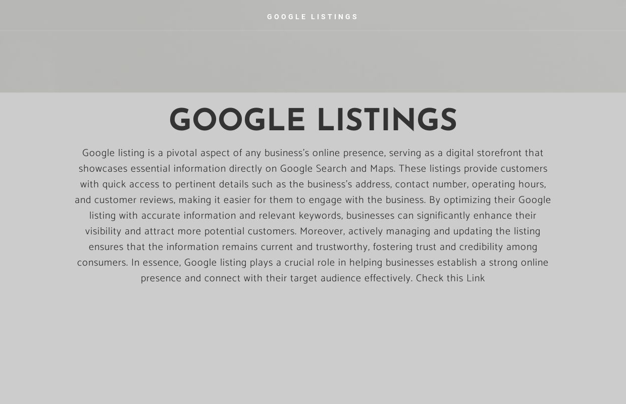 GOOGLE LISTINGS - Home