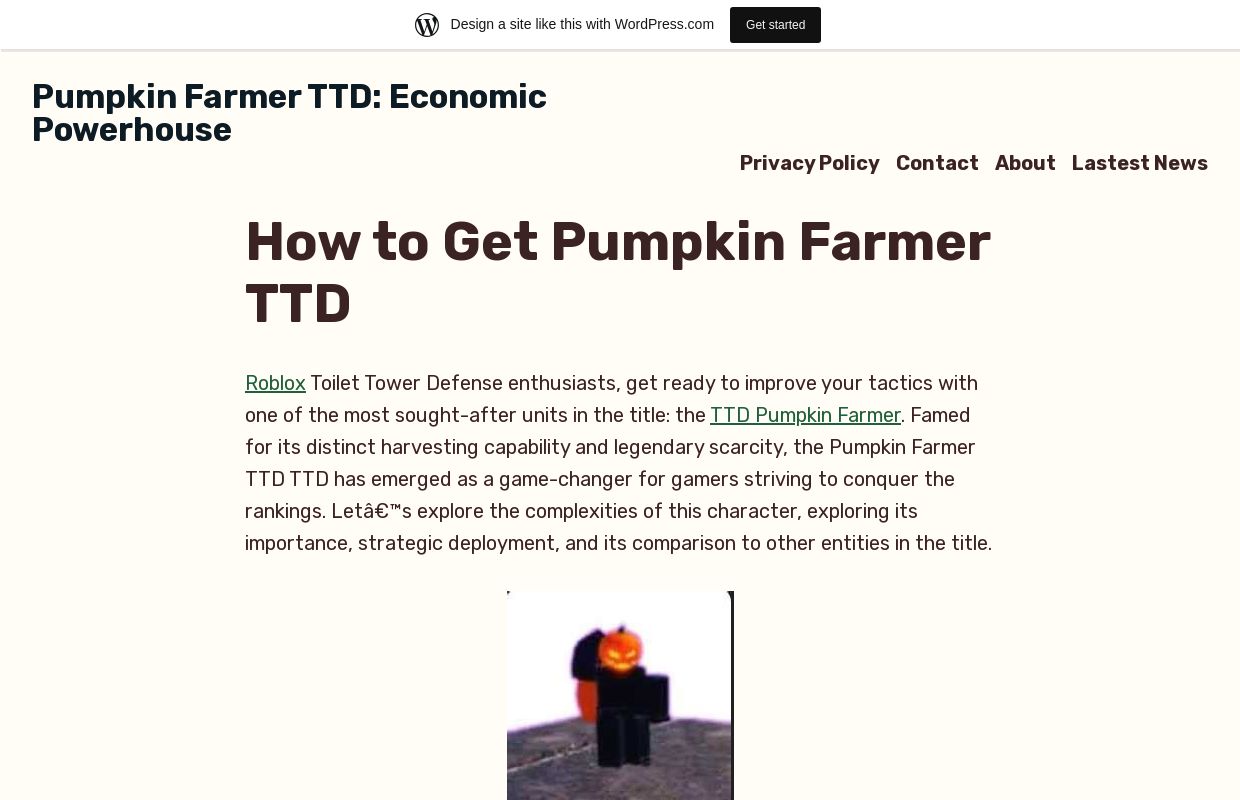 Pumpkin Farmer TTD: Economic Powerhouse
