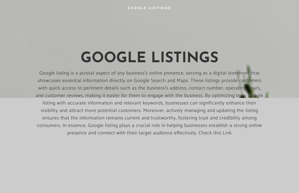GOOGLE LISTINGS - Home