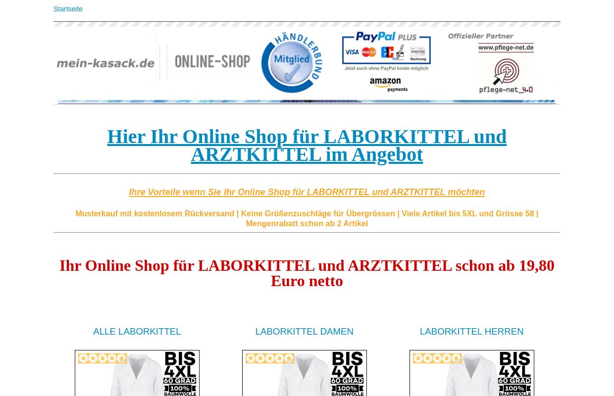 Ihr ONLINESHOP für LABORKITTEL | Schon ab 19,80 Euro