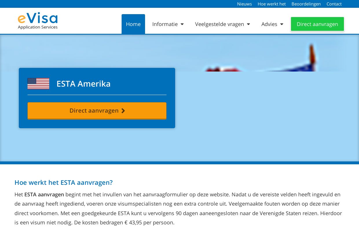 ESTA aanvragen Amerika - eVisa application services
