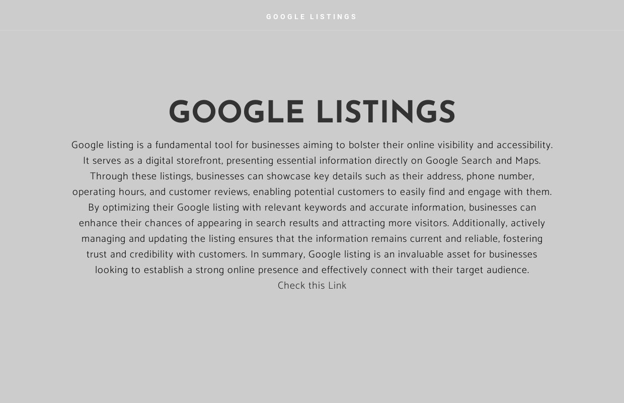 GOOGLE LISTINGS - Home
