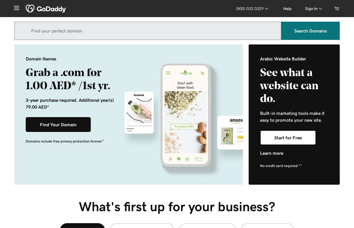 Domain Names, Websites, Hosting & Online Marketing Tools - GoDaddy AE
