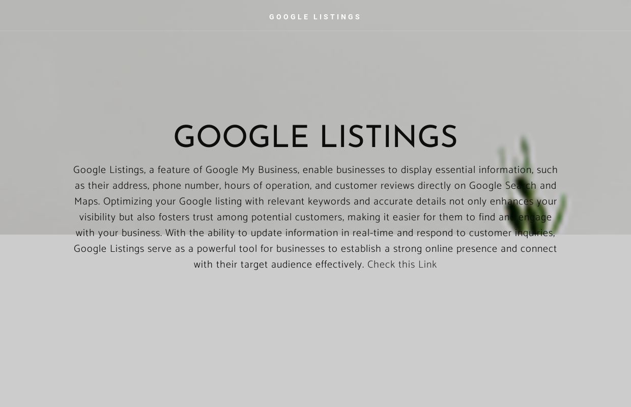 GOOGLE LISTINGS - Home