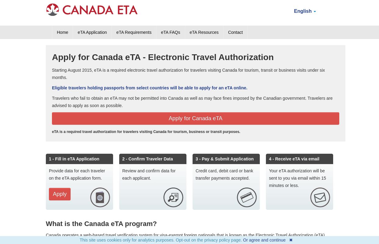 Apply for a Canada eTA | Electronic Travel Authorization for visiting Canada