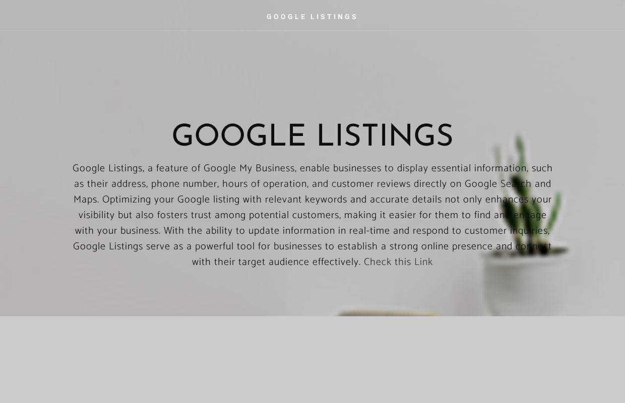 GOOGLE LISTINGS - Home