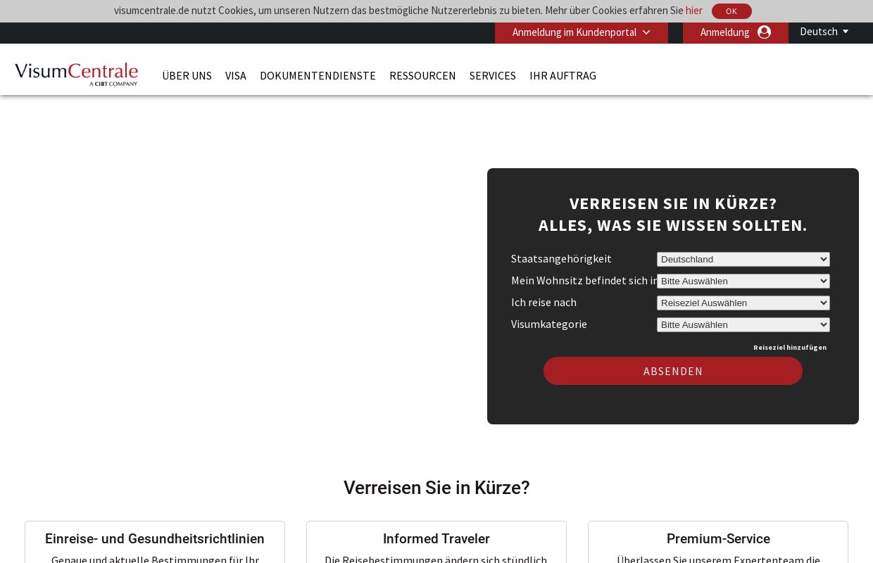 Visa und Dokumentenlegalisationen für internationale Reisen | VisumCentrale