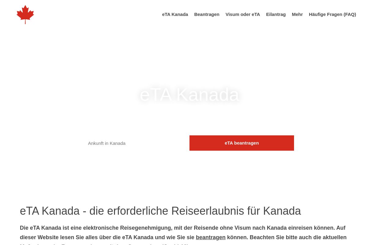 eTA Kanada | Reiseerlaubnis Kanada online beantragen