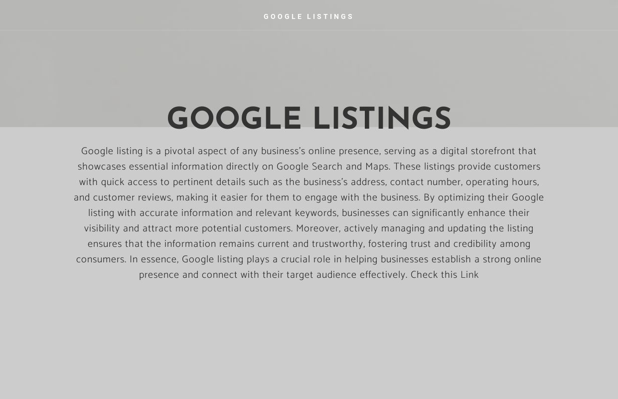 GOOGLE LISTINGS - Home