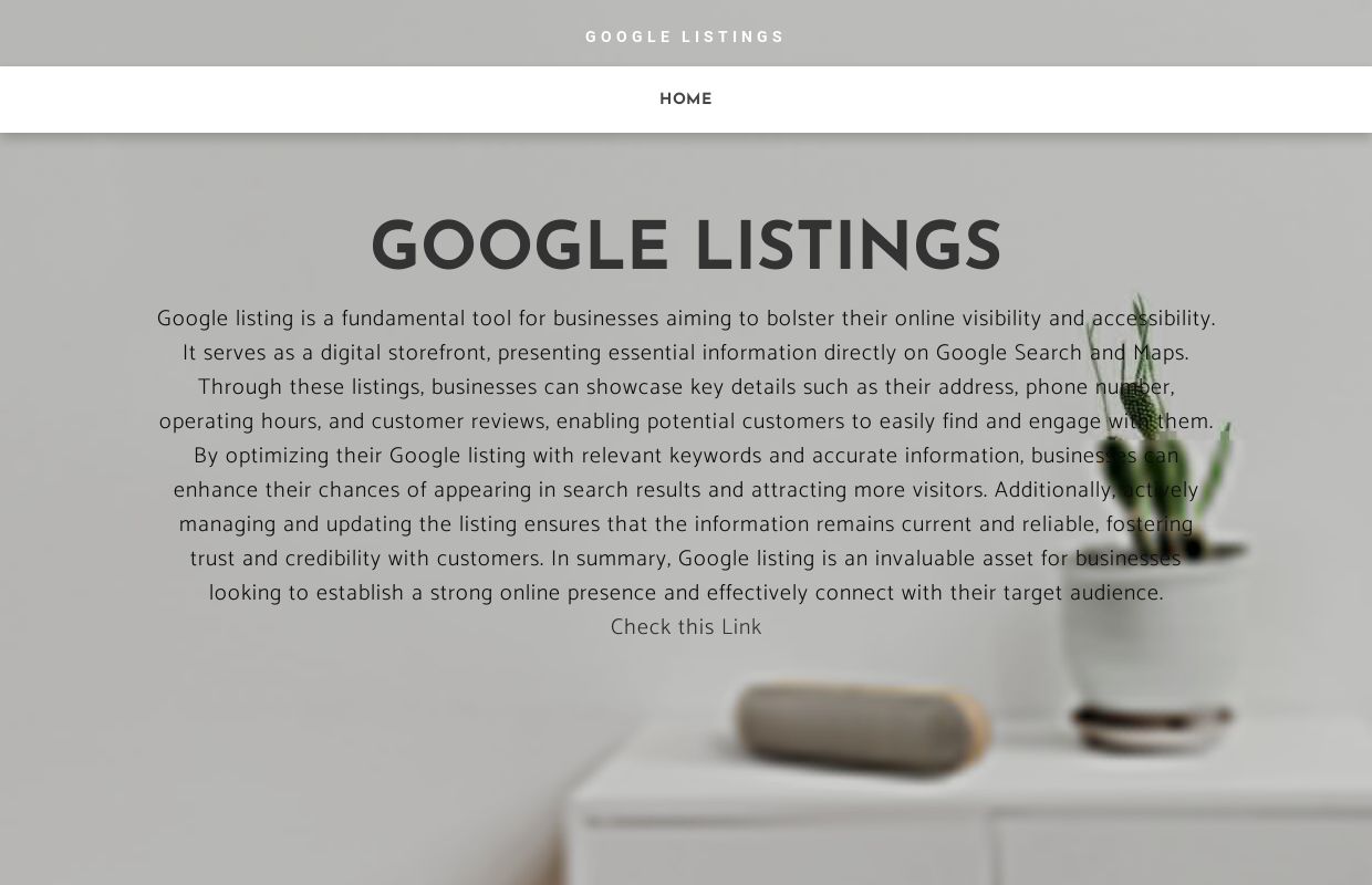GOOGLE LISTINGS - Home