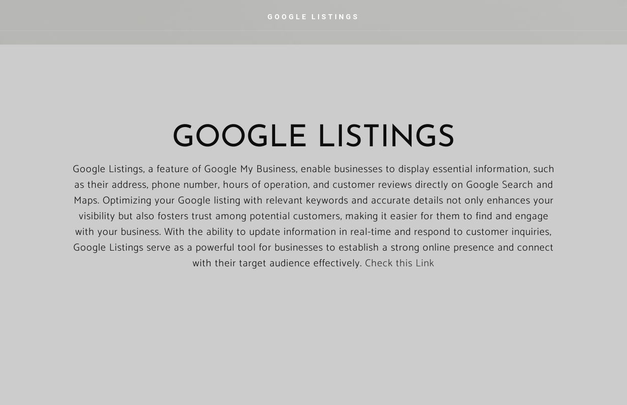 GOOGLE LISTINGS - Home